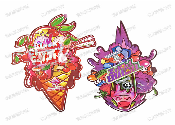 3.5g الغذاء الصف مخصص مايلر يموت قطع شكل غير منتظم تغليف مايلر للأطفال مع زيبر