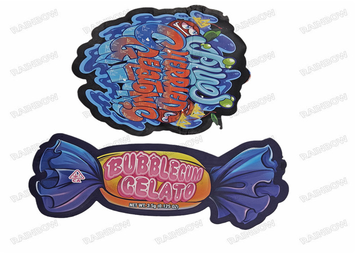 يموت قطع غير النظامية 3.5g حقيبة الوجبات الخفيفة الخاصة على شكل أكياس البلاستيك زيبلوك التعبئة والتغليف مايلر