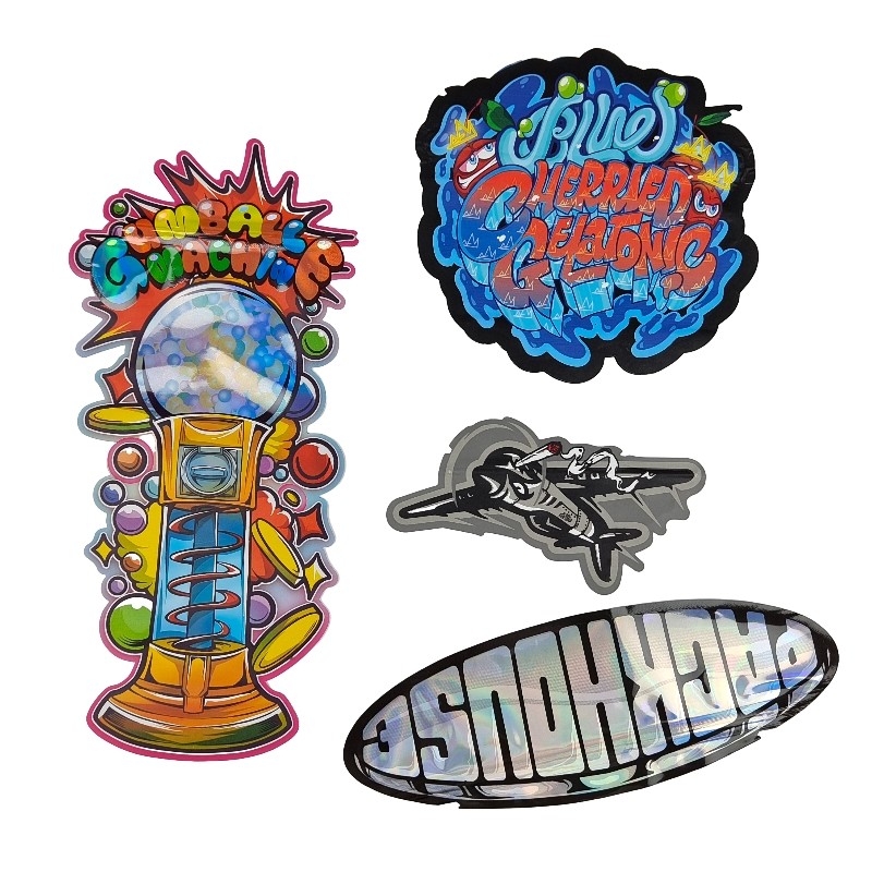 مخصص 3.5 جرام - 28 جرام لامعة الهولوغرام يموت قطع أكياس مايلر شكل خاص لكعكة الطاقة الغذائية