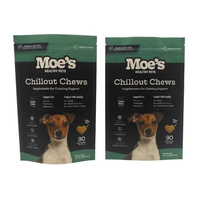 حقيبة طعام الحيوانات الأليفة ذات السحاب في ألوان CMYK لتخزين طعام الحيوانات الأليفة طويل الأمد