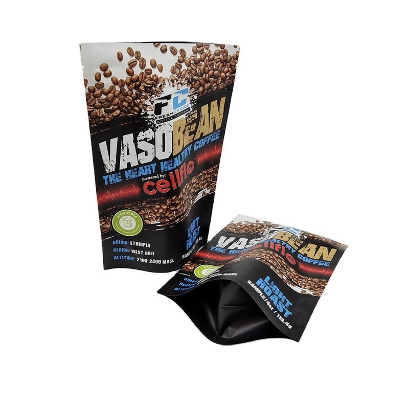 طباعة مخصصة MOQ صغيرة قف على القهوة عبوات عينة عبوات ورق عديم الرائحة