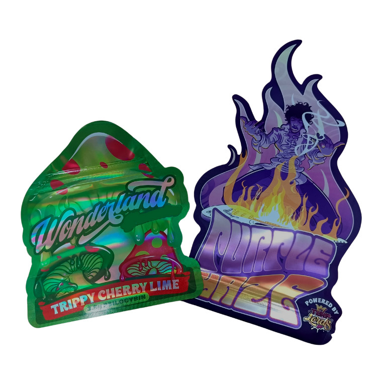 كيس ملمس ناعم مضغوط مطبوع خصيص 3.5 غرام كيس مايلر الرقمي المطبوع هولوغرافي القطع المقطوع مايلر زيبلوك