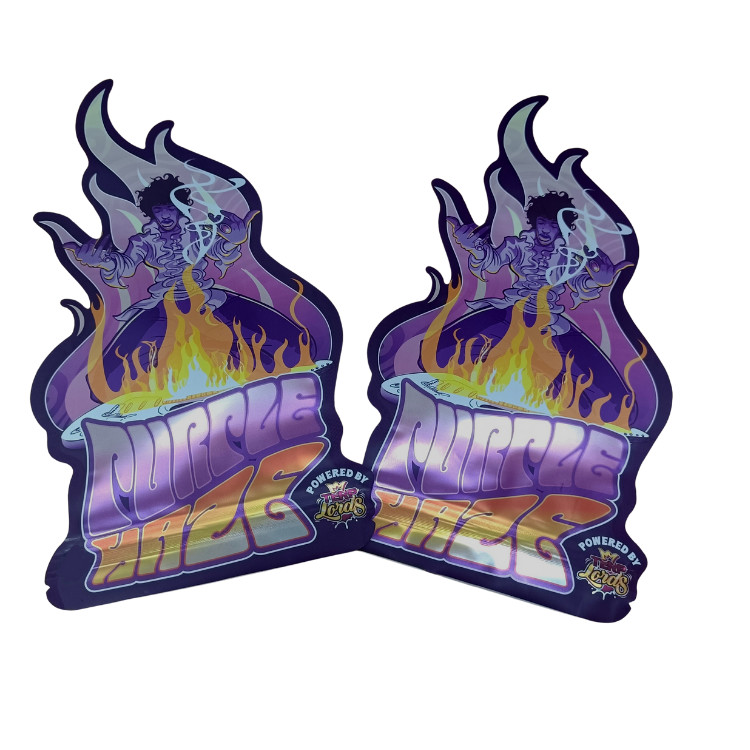 الطباعة المخصصة 3.5g كيس مايلر القطع المقطوع غير المنتظم الكيسات مع Ziplock الدائرة مايلر اللمس الناعم البلاستيكية أكياس الحلوى الغذائية