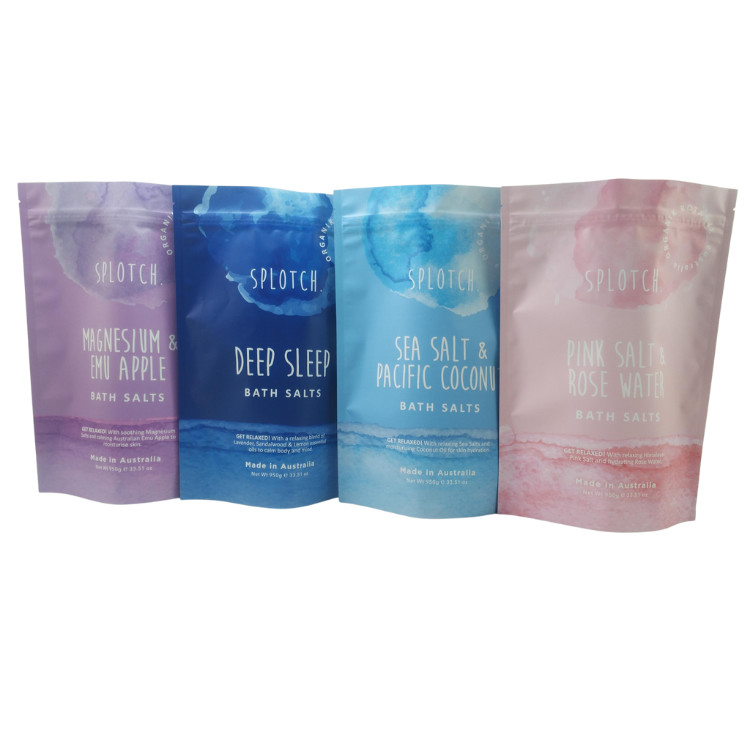 طابعة شعار مخصصة سيبلوك كيس الجسم مسح الصابون حمام قنبلة التعبئة ورق الألومنيوم كيس البلاستيك سيبلر حمام أكياس الملح