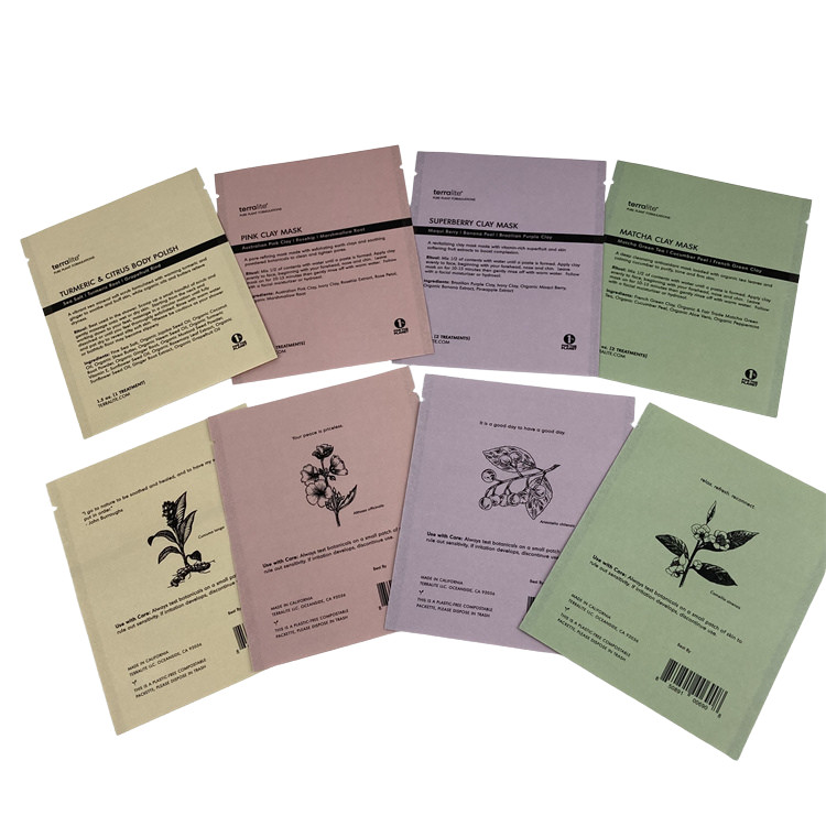 التعبئة والتغليف المخصصة المقاومة للماء المتحلل البيولوجي أكياس الألومنيوم الورقية البلاستيكية زيب قفل مسطح للقهوة