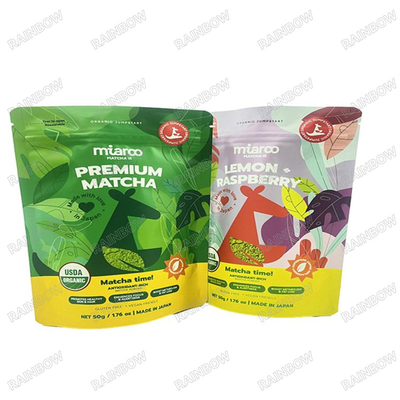 طباعة مخصصة مقاومة للماء كيس مايلر ملون لامع الحيوي القابلة للتحلل كيس الغذاء مغلق مرة أخرى سحب قفاز كيس مع الدموع لا