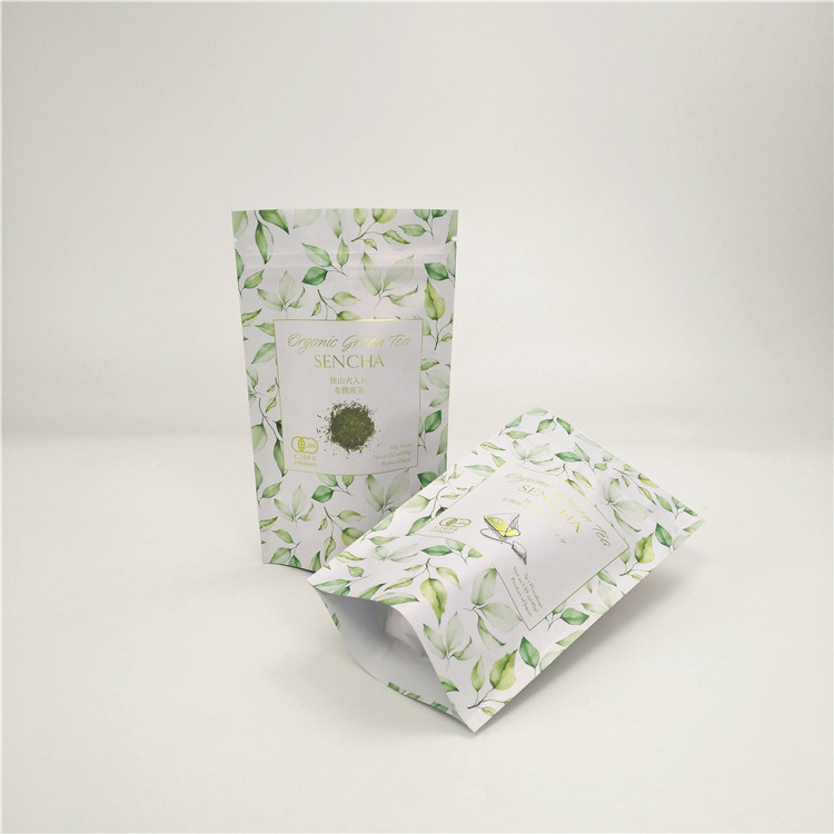 مع صديقة 3 جانبي مغلقة الحرارة كيس الورق الكرافت إعادة تدوير الشعار الأسود مطبوعة صغيرة 5 غرام أكياس الورق