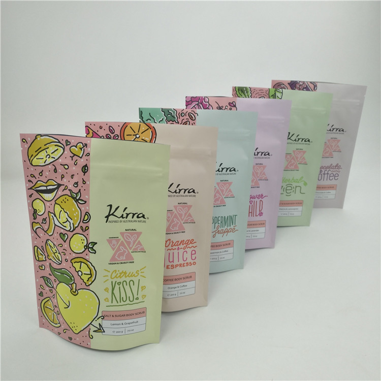 إعادة تدوير زيب قفل الوقوف كيس الجسم مسح مستحضرات التجميل حمام الملح كيس التعبئة البلاستيكية