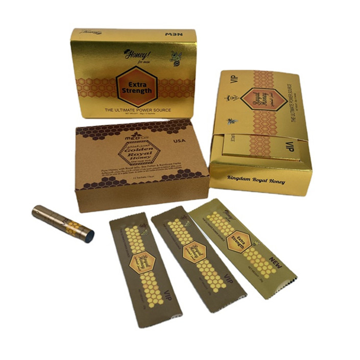 طباعة ذهبية مخصصة حيوية فايب عسل حزمة أكياس الزهور HMF العسل الملكي Vip له