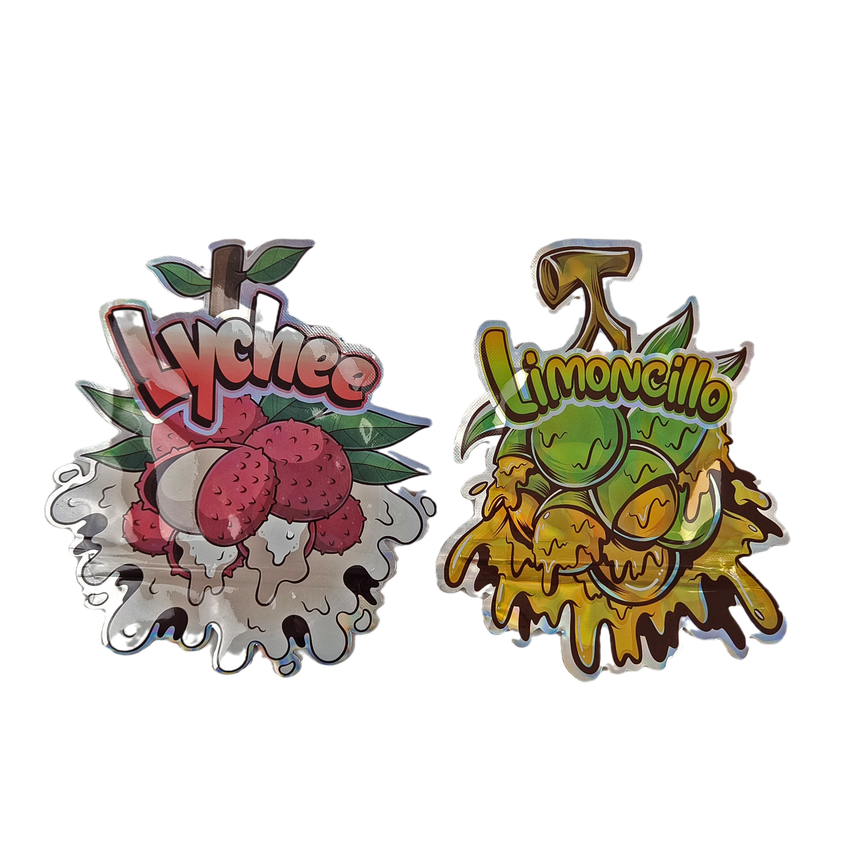 تصميم مخصص طباعة غير منتظمة إعادة إغلاق السحب المقطوعة 3.5 غرام التعبئة التحتية البلاستيكية ذات الشكل الخاص كيس مايلر