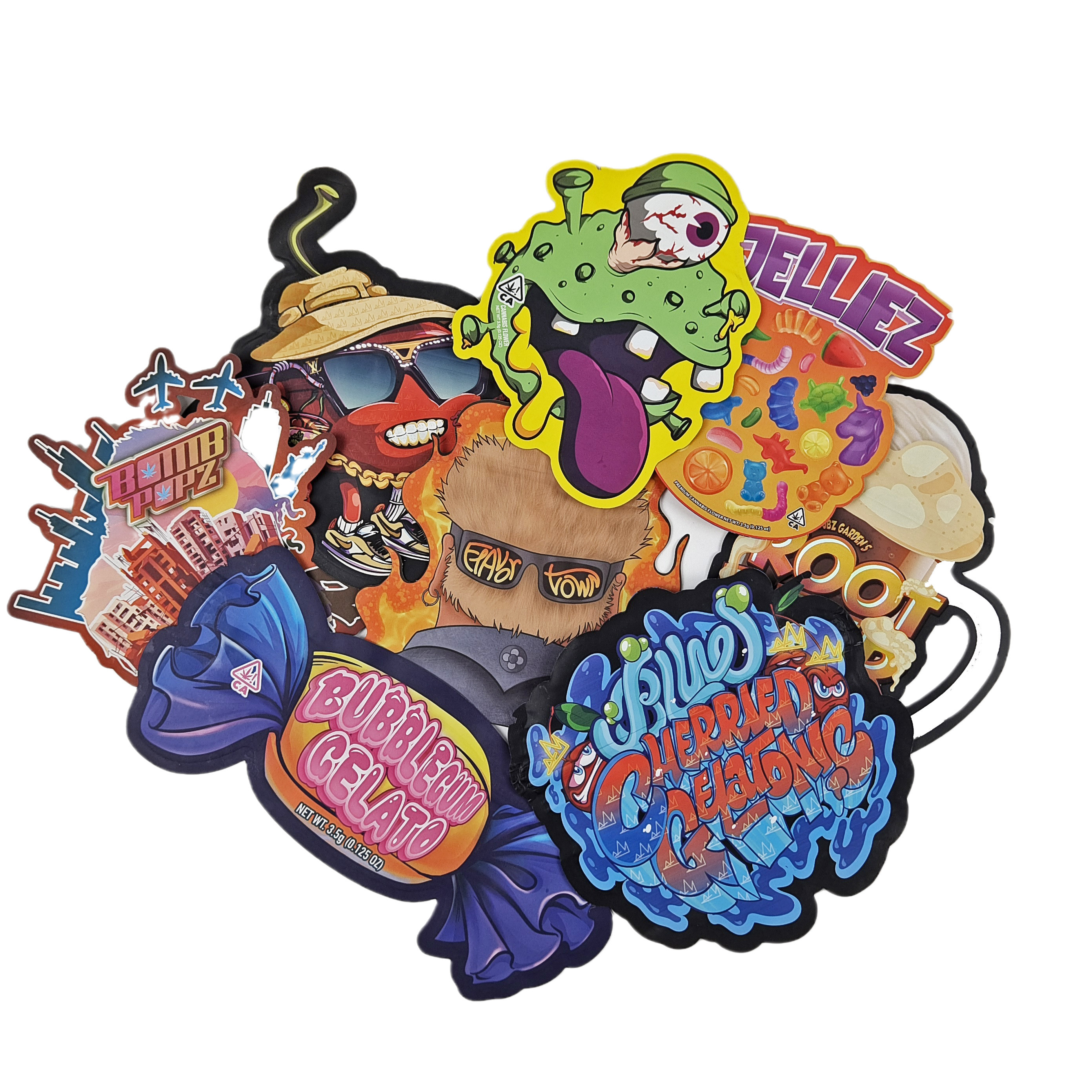 مادة معدنية عالية الجودة غير منتظمة مغلقة أشكال خاصة صغيرة بلاستيكية سحاب مايلر أكياس التعبئة الغذائية