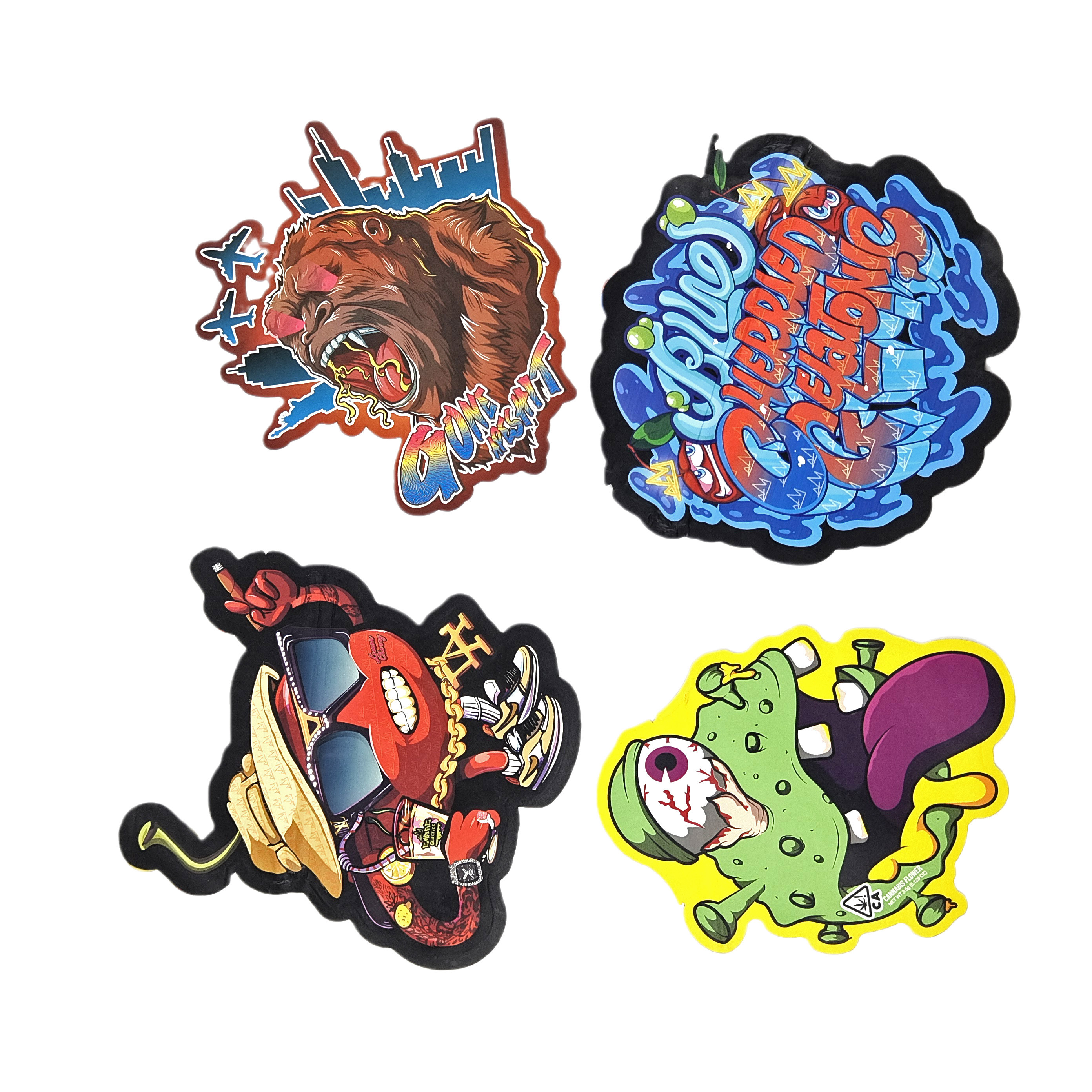 أكياس غذائية مطبوعة خصيصاً عبوات بلاستيكية مقطعة خاصة بشكل قطعة بلاستيكية مع زيبلوك 3.5 غرام أكياس مايلر