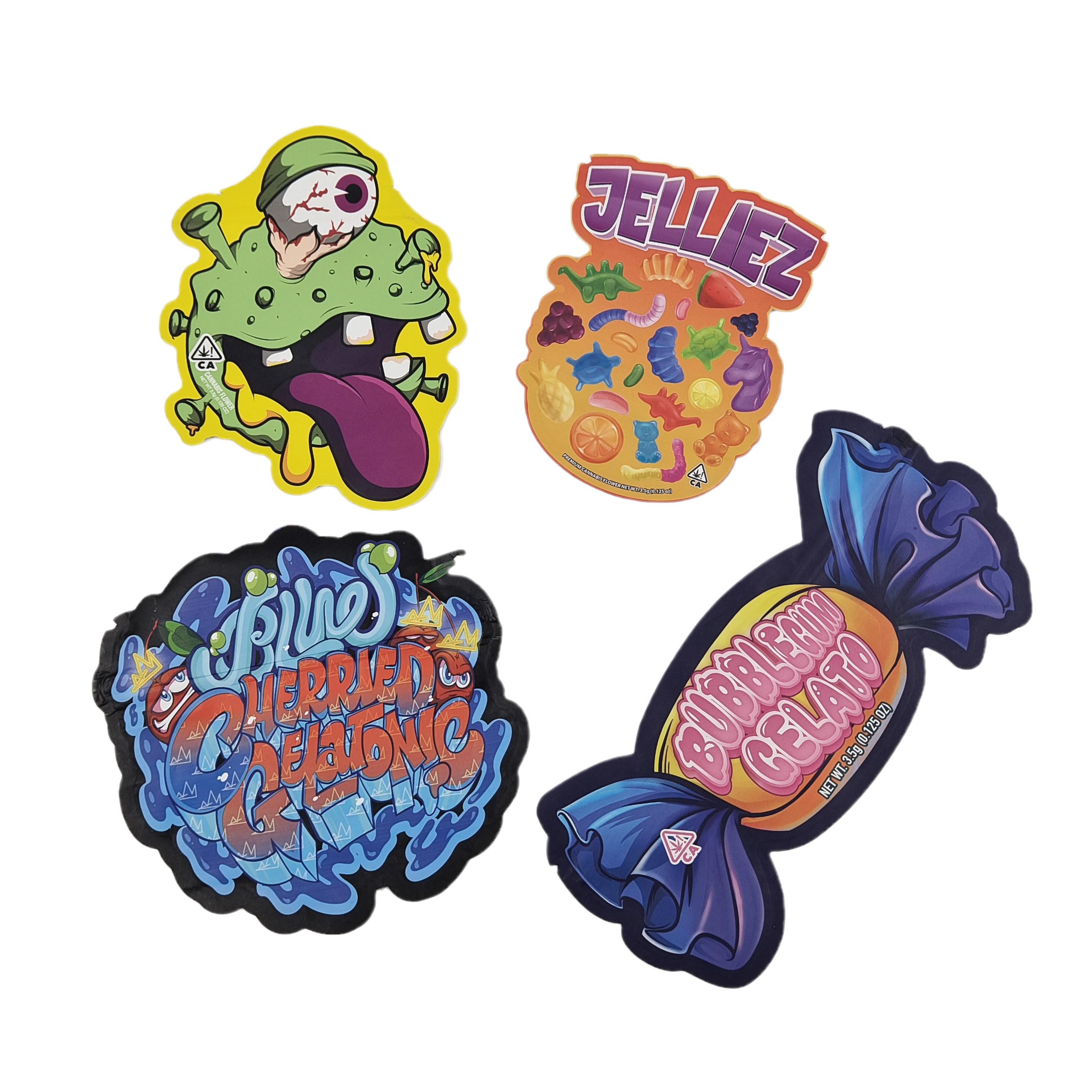 مقطوعة مقطعة مخصصة بلاستيكية مطبوعة شعار عديم الرائحة 3.5 طعام صالح للأكل التعبئة والتغليف زيبلوك وجبة خفيفة قابلة للأكل أكياس مايلر