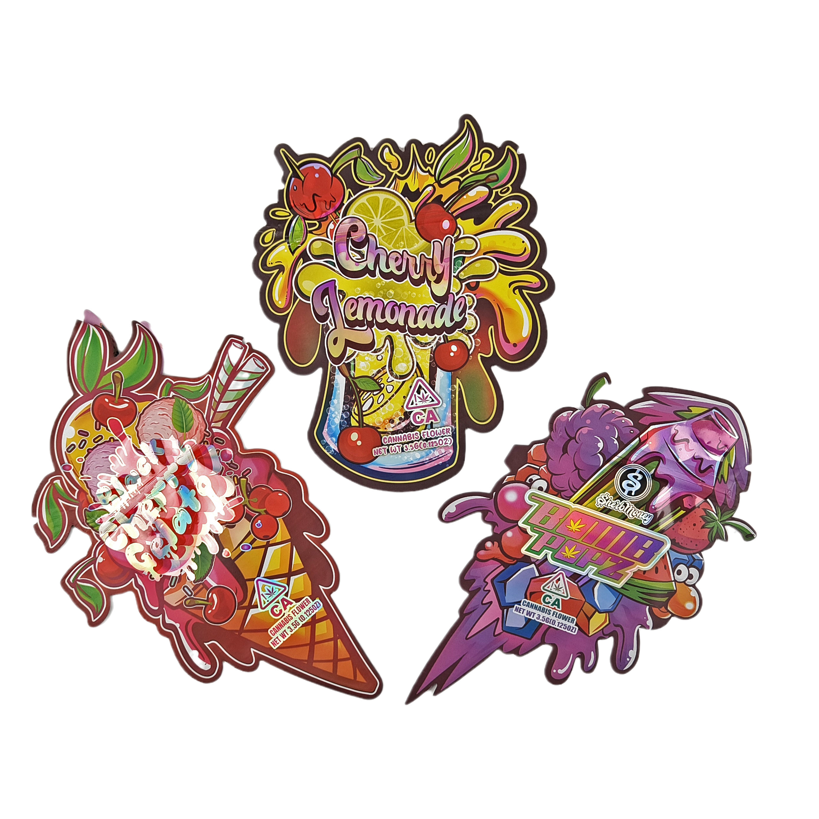 بيع بالجملة 3.5 غرام حقائب الزيبلوك المقطعة حسب الطلب للتغليف الغذائي