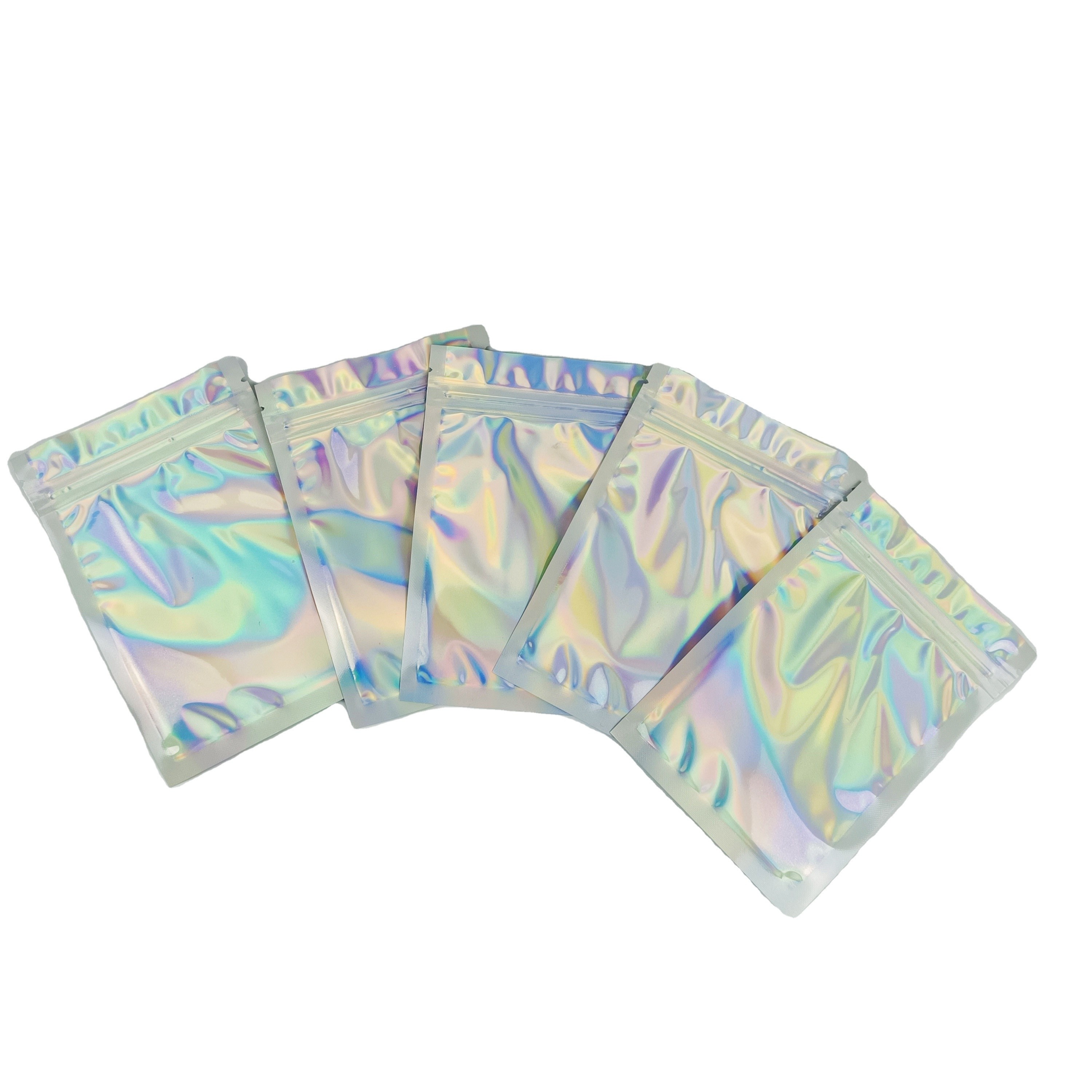 شعار مخصص حقائب سحب زيب قفل فيلم هولوغرافي مسطح ميني مايلر ثلاثة جانب الختم