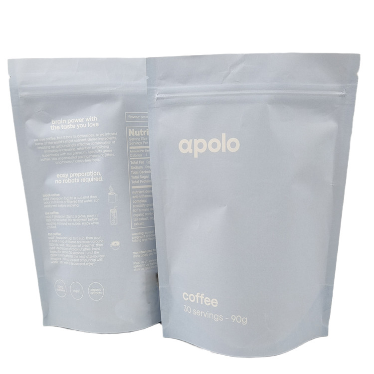 تخصيص كيس الورق الكرافت القابل للتحلل الحيوي مع سحاب الطباعة الرقمية