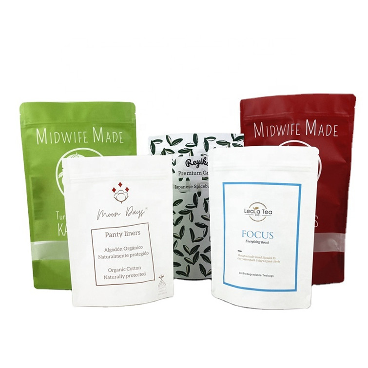 شعار مخصص قابل للتحلل البيولوجي 100 غرام 250 غرام الشاي القهوة الفواكه الجافة كيس التعبئة والتغليف قابلة لإعادة التدوير