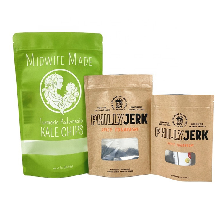 شعار خاص مخصص أكياس ورق الكرافت البيضاء للبسكويت الكعك المكسرات المأكولات مسحوق طعام الحيوانات الأليفة 100٪ قابلة للتحلل الحيوي ضد الرائحة