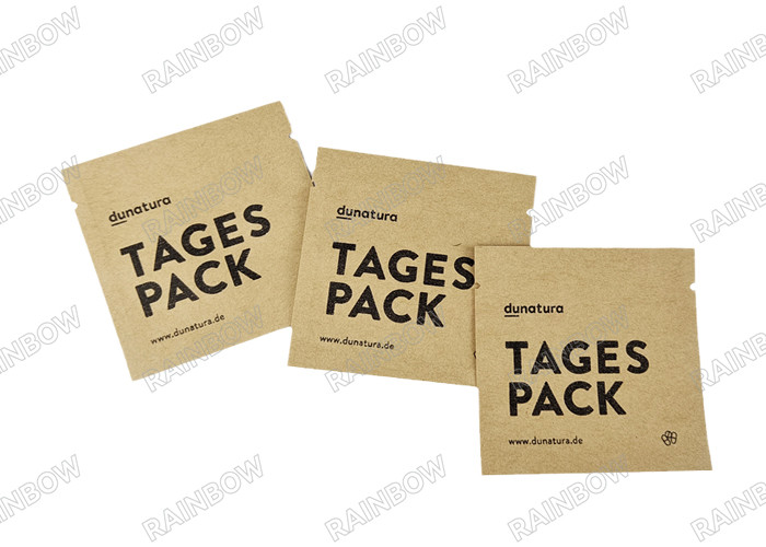 حقيبة شاي فارغة قابلة للتحلل البيولوجي مخصصة ثلاثة جانبي سجل الحرارة كيس تغليف الشاي والقهوة كيس تغليف الأقراص الورق الكرافت