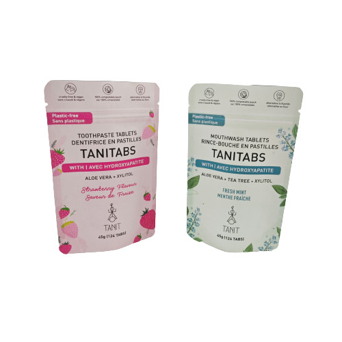 كيس الكرافت الصديق للبيئة القابل للتسميد مع سحاب قابل لإعادة الإغلاق لحزمة مسحوق التجميل