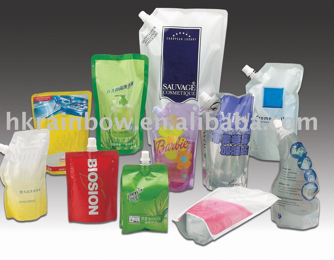 500ML PE / الحيوانات الأليفة أكياس الوقوف جنبا إلى جنب مع مجمعة أسفل للسائل