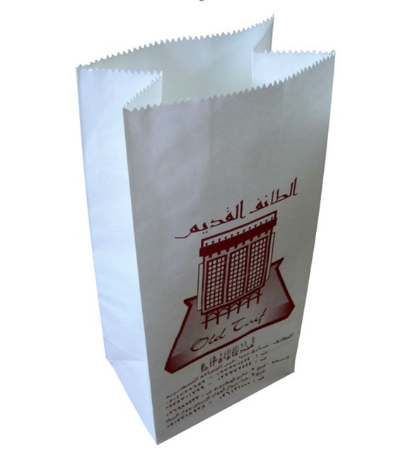 طباعة كرافت يقف الأبيض أكياس الورق المخصصة للخبز / همبرغر