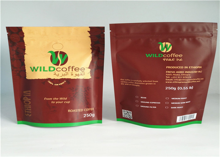 أسود مايلر أكياس التعبئة البلاستيكية الرمز البريدي قفل الوقوف للقهوة والشاي