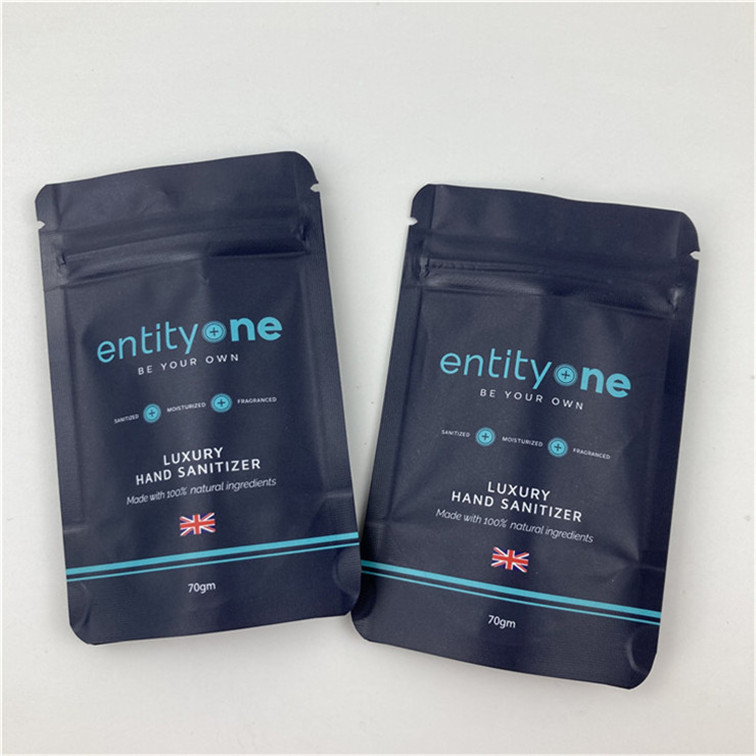 كيس قائم مطبوع بشعار مخصص مع سحاب، تشطيب غير لامع، رقائق ألومنيوم، مادة صالحة للأكل، كيس دوي