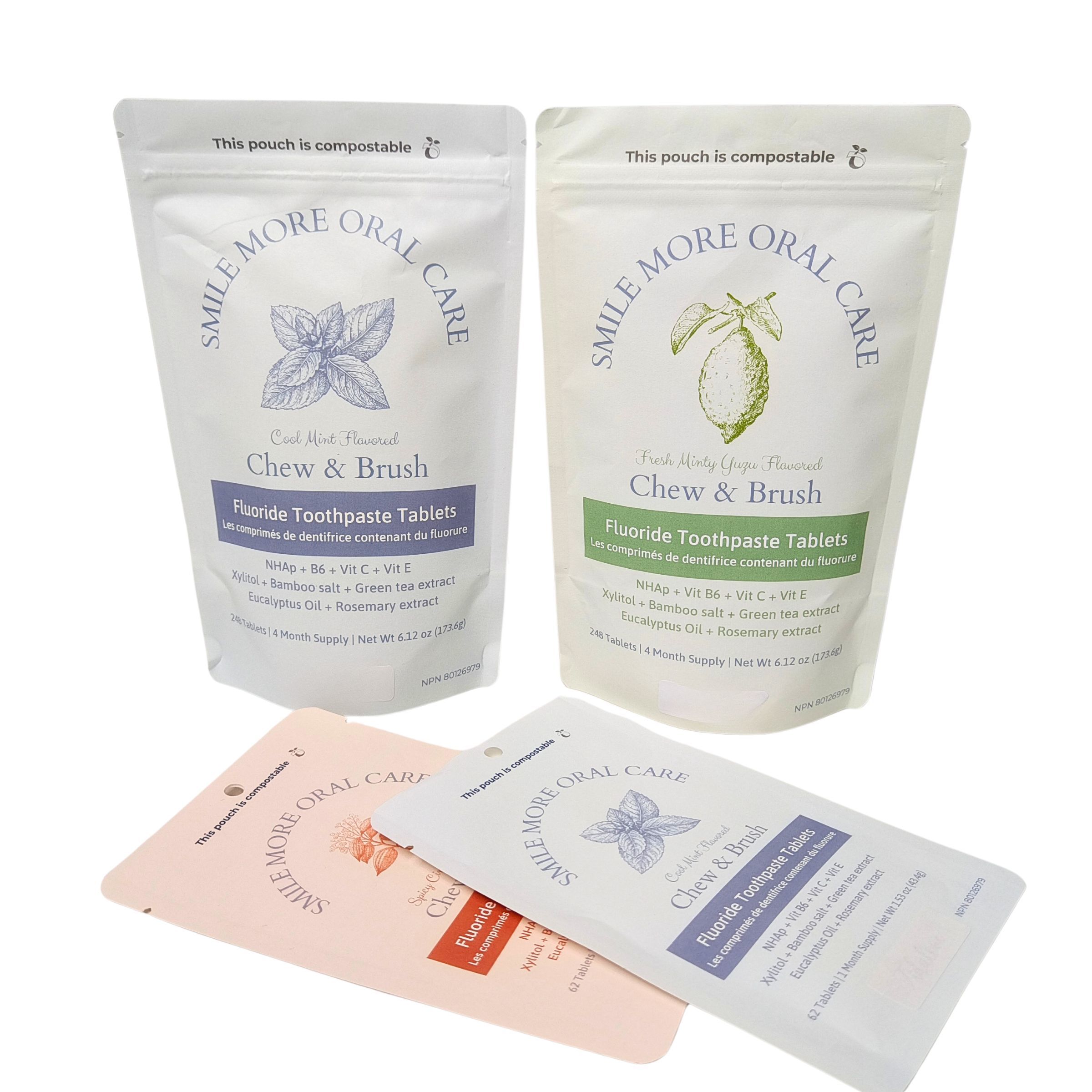 كيس ورق كرافت أبيض قابل للتحلل، كيس قائم بسحاب بلاستيكي للتعبئة، طعام الحيوانات الأليفة، قابل للتحلل