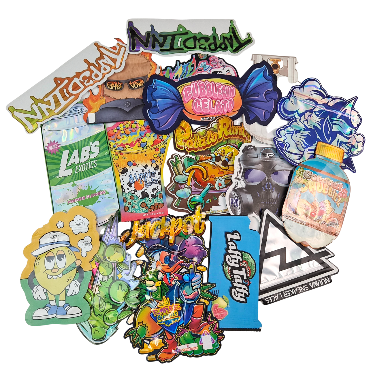 تعبئة قوس قزح كيسات مايلار المقطعة حسب الطلب شكل خاص 3.5g 7g 14g 28g مضاد للطفل ضد الرائحة مضاد للشم كيس زهور بلاستيكي صالح للأكل