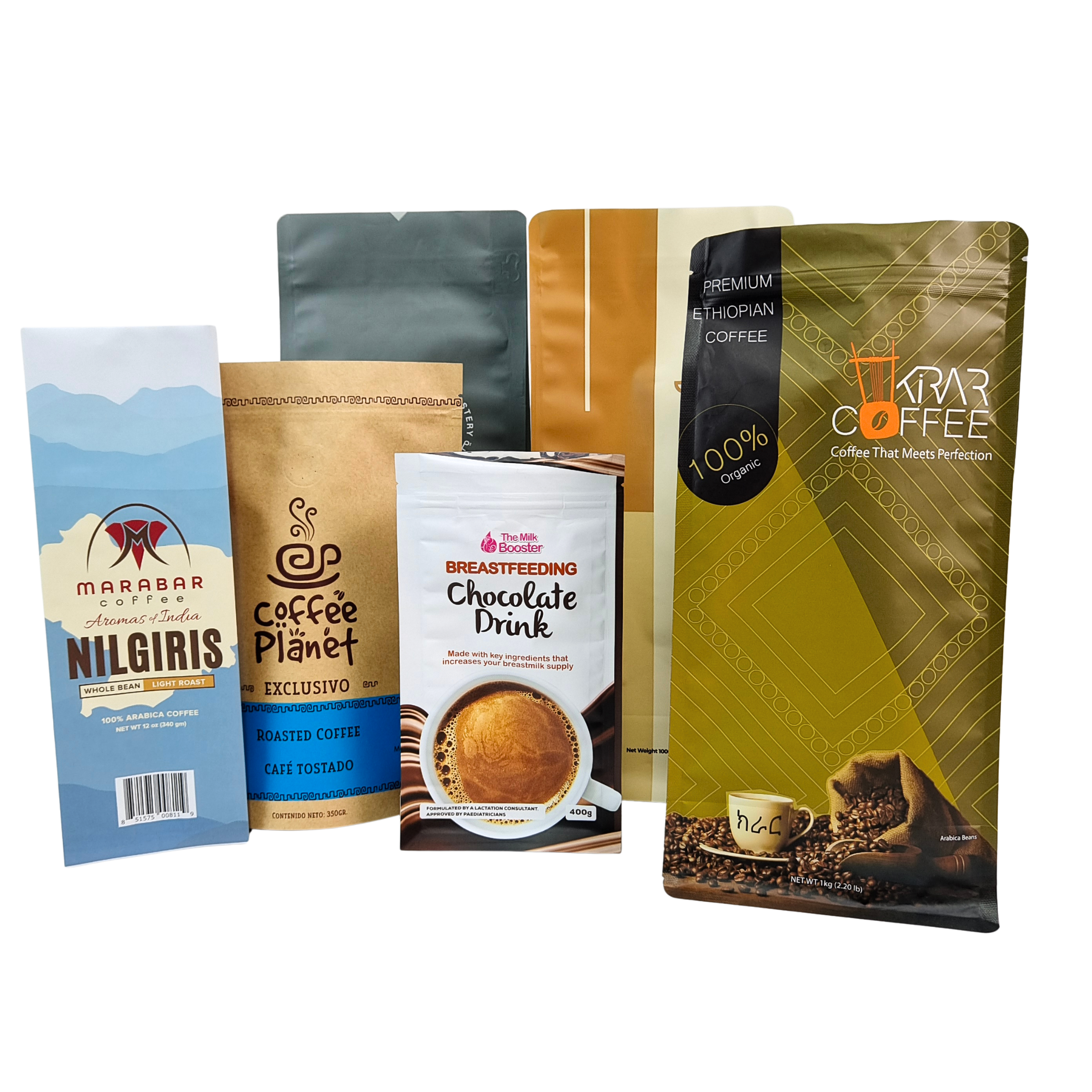 حقيبة فول القهوة المخصصة بالقفزة والسحاب مع الصمام