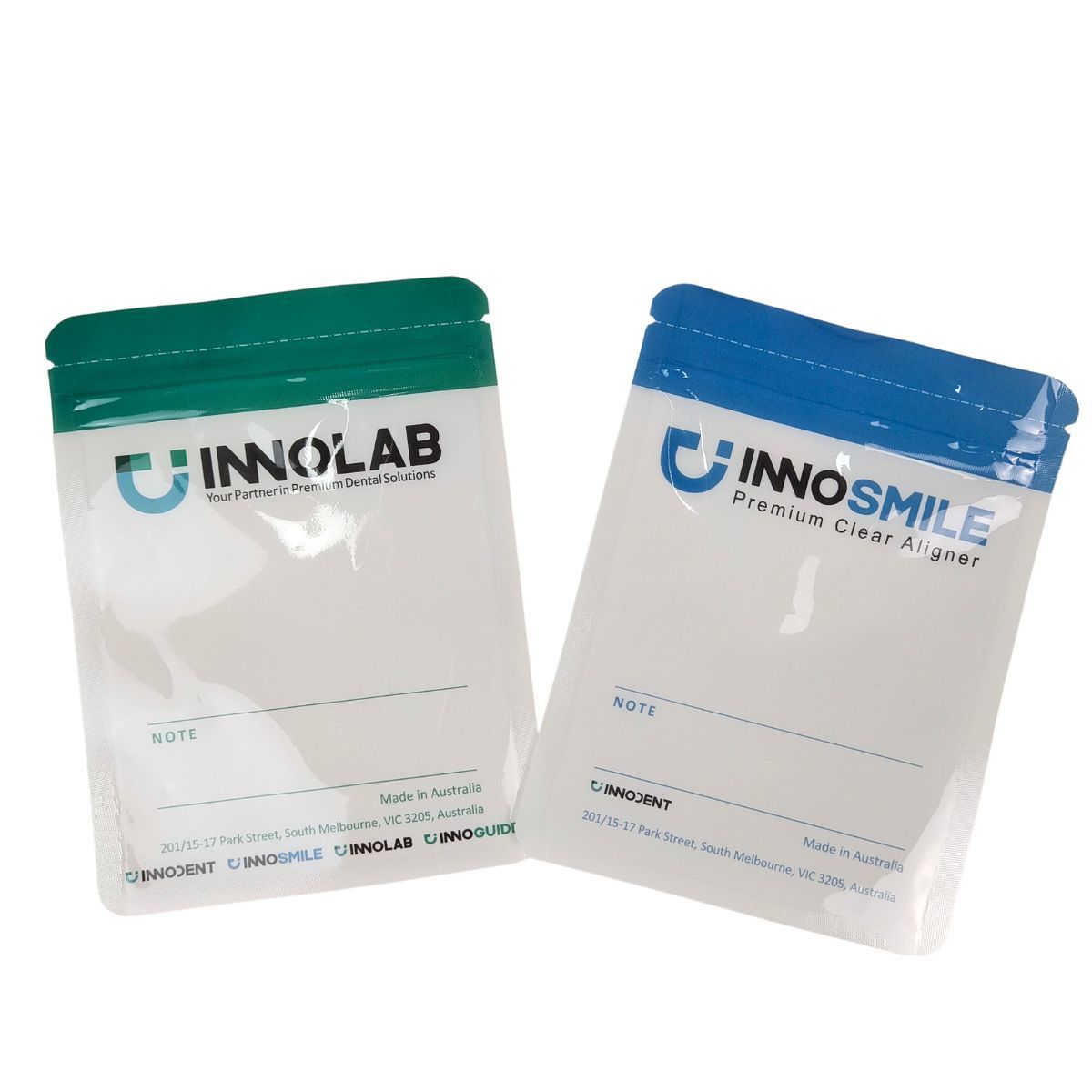 حقيبة بسحاب بيضاء قابلة للتخصيص لمُقوّمات الأسنان الشفافة، جانب واحد شفاف مع إغلاق حراري ومحاذاة الشعار