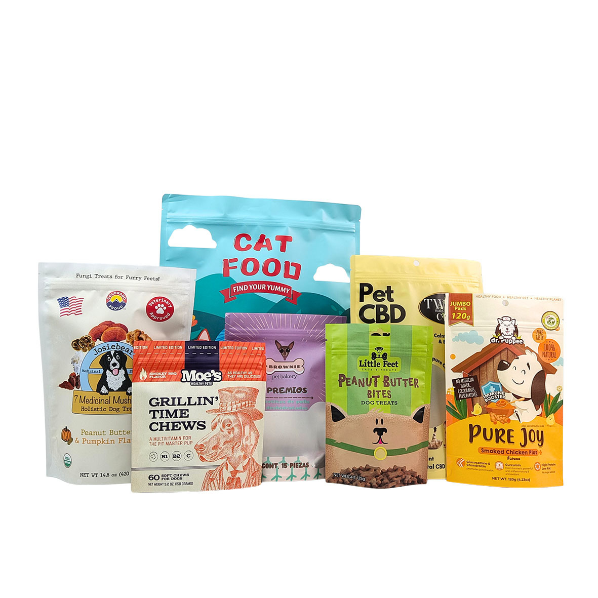 كيس قائم قابل لإعادة الاستخدام وصديق للبيئة بسماكة 50-200 ميكرون لتغليف أغذية الحيوانات الأليفة