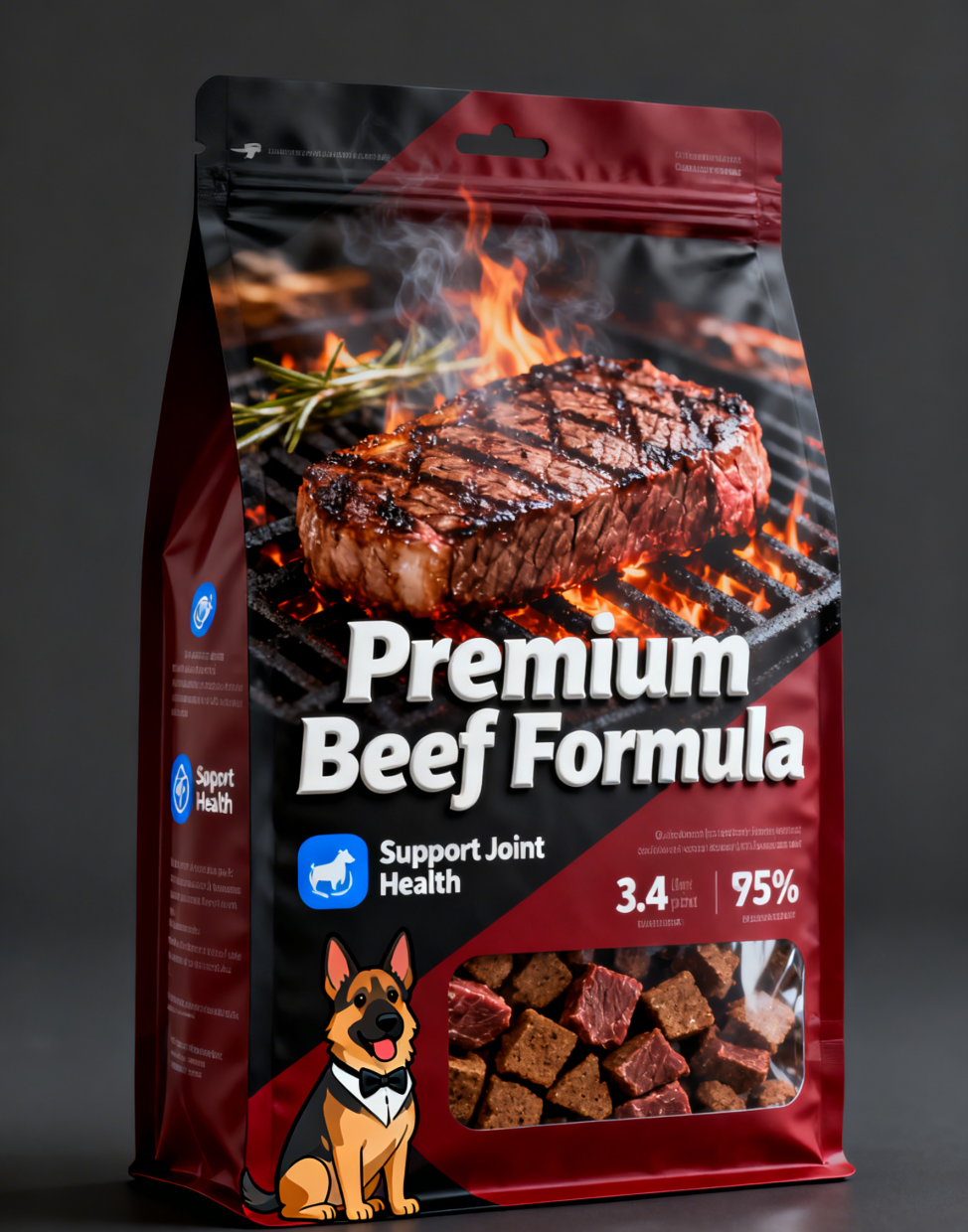 طراز مخصص كبير أسفل مسطح طعام القطط وتغليف طعام الحيوانات الأليفة أكياس بلاستيكية لطعام الكلاب 500 غرام 1 كجم 2.5 كجم 10 كجم