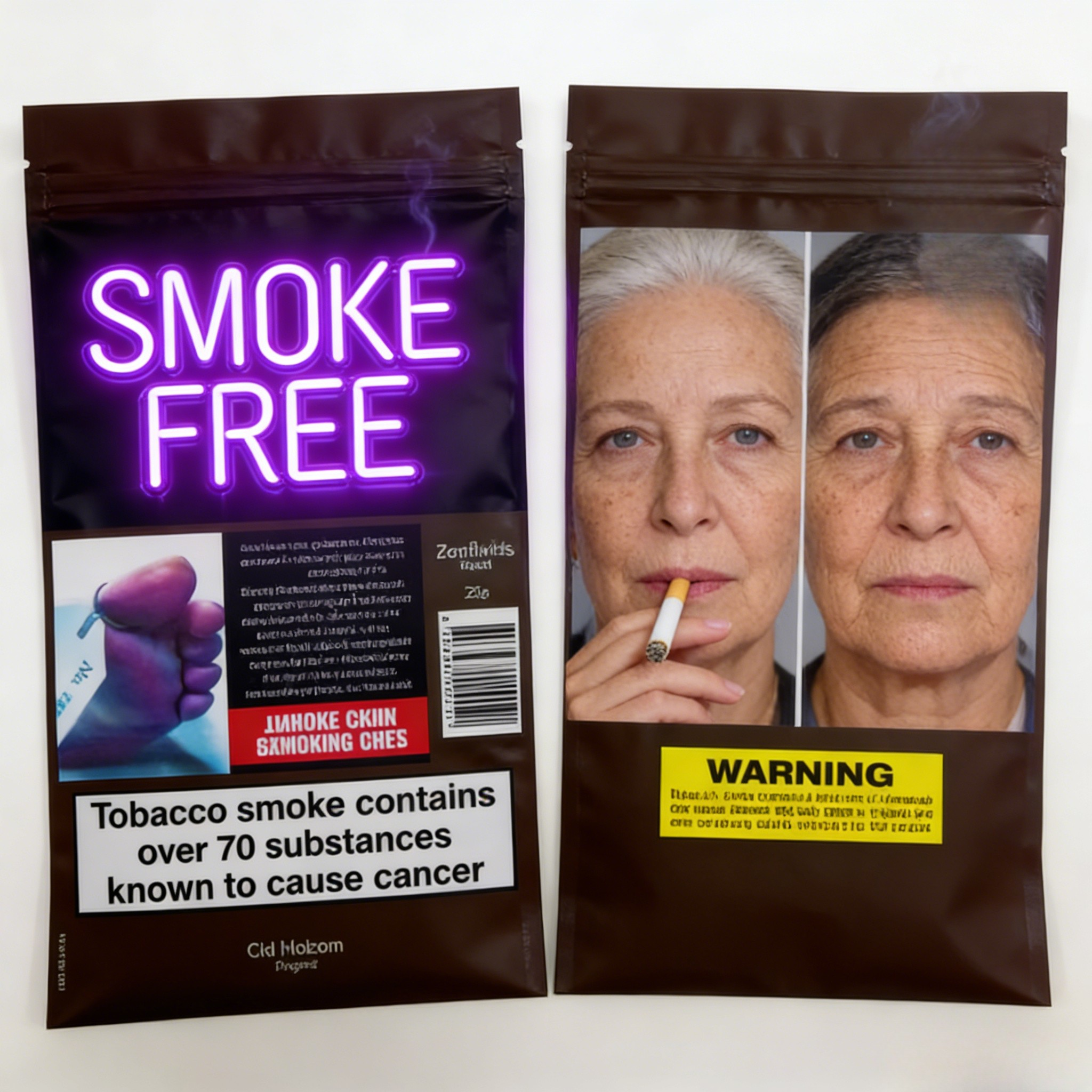 كيس سجائر أوراق التدخين القابل لإعادة الإغلاق بثلاثة جوانب 25 جم 30 جم 40 جم 50 جم 100 جم مع سحاب