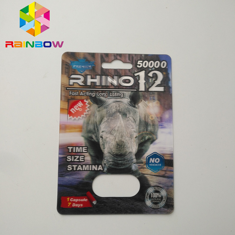3D الكركدن نفطة بطاقة التغليف الكركدن 12 Rhino 11 رجل ملاحق الجنسي لتعزيز الداعم