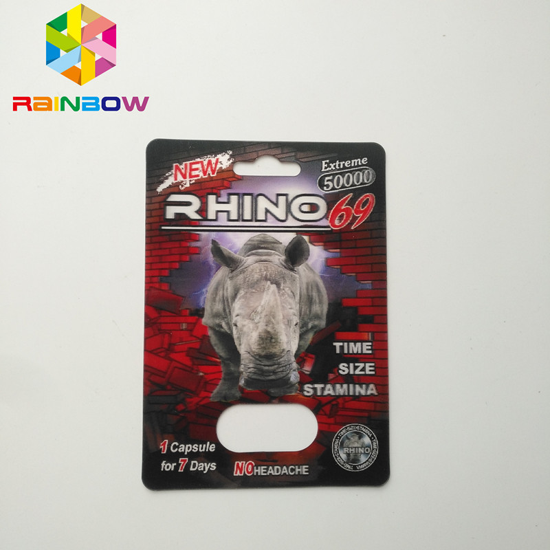 لا الصداع نفطة حزمة التعبئة والتغليف الجنسي حبوب منع الحمل كبسولة Rhino 69 حزمة مربع بطاقة