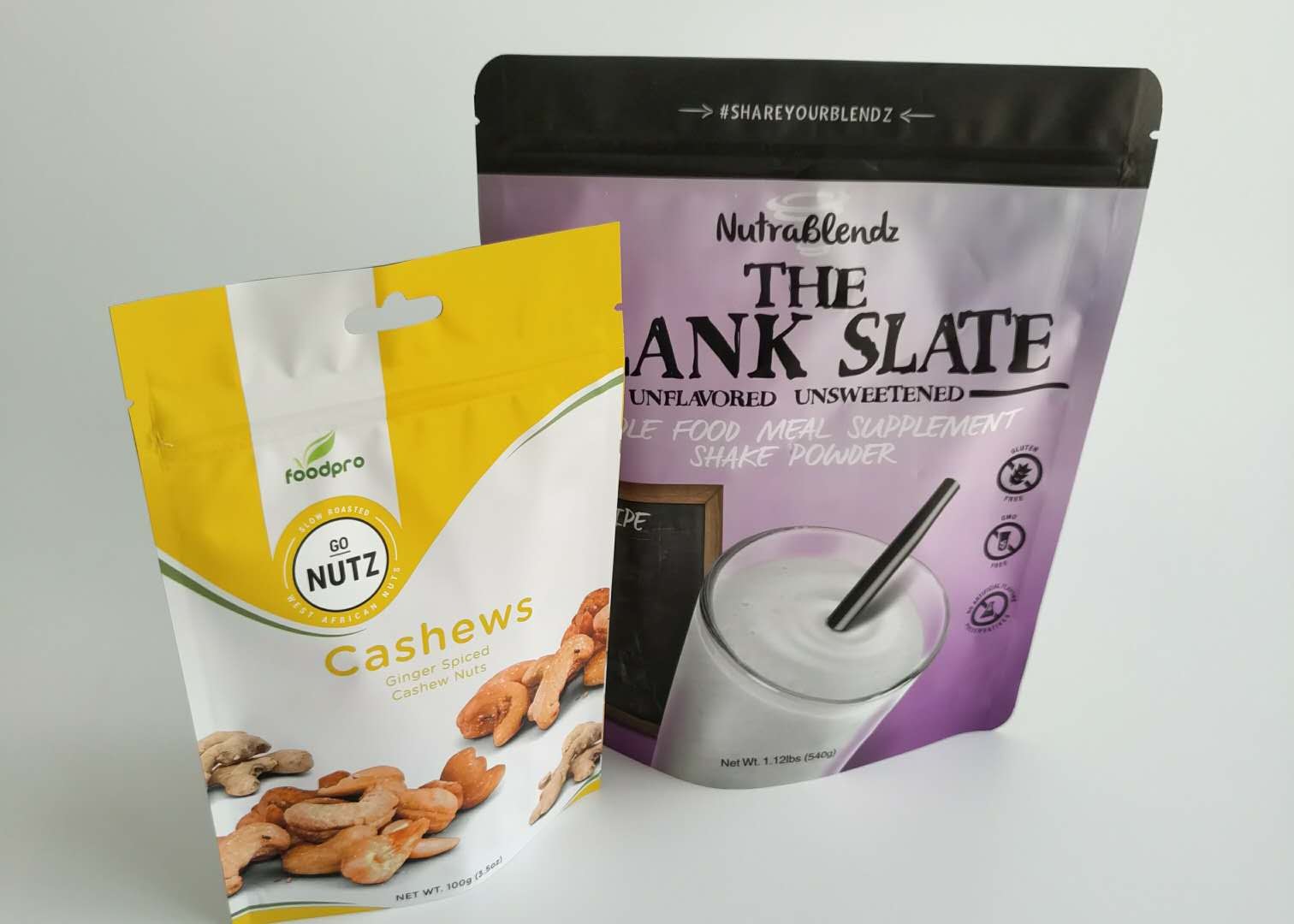 كيس كوكاو بروتين وجبة خفيفة ، قف كيس زيبر الطباعة المخصصة الشعار