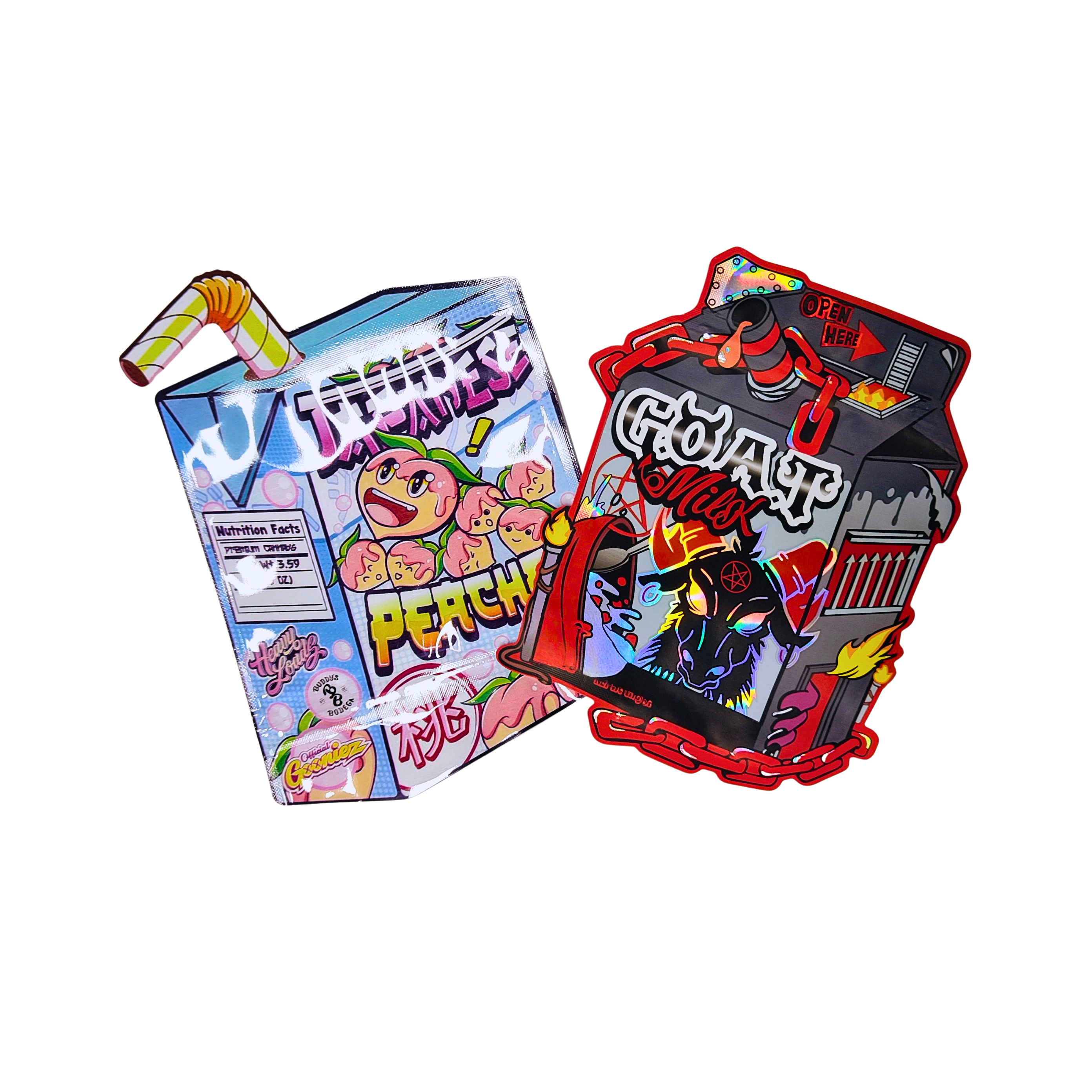 بالجملة المطبوعة خصيصا الشكل الخاص أكياس زهور المطاطية 3.5 7g الوقوف كيس ضد الأطفال مع الشعار