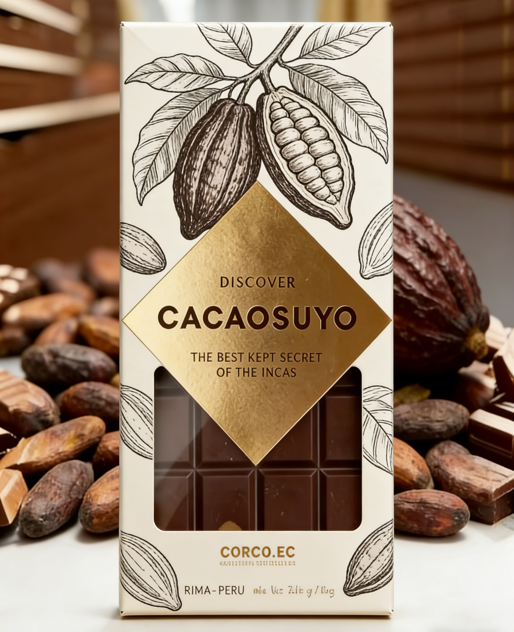 صندوق ورقي كرافت قابل للتحلل الحيوي مخصص بدرجة غذائية مع نافذة شفافة لتعبئة ألواح الشوكولاتة