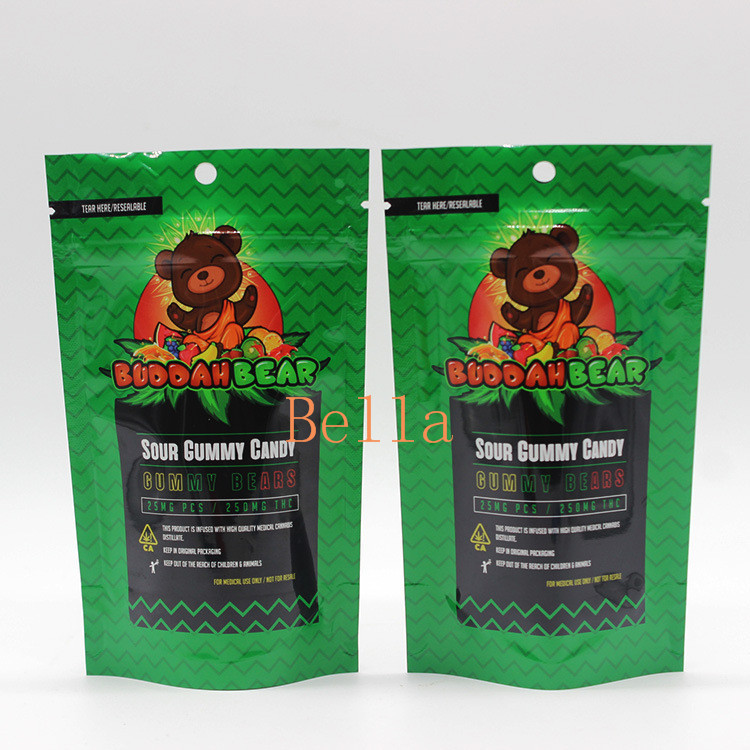 واضح النافذة انهض زيبر الحقيبة الطباعة مخصص لشاي الأعشاب CBD Powerfood التغليف