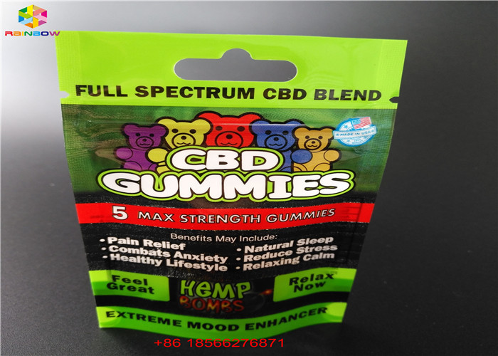 CBD GUMMIES أكياس التعبئة والتغليف البلاستيكية مع نافذة مغلفة أكياس الألومنيوم الكيس الحرارة ختم الغذاء الحقيبة البريدي احباط كيس بولي