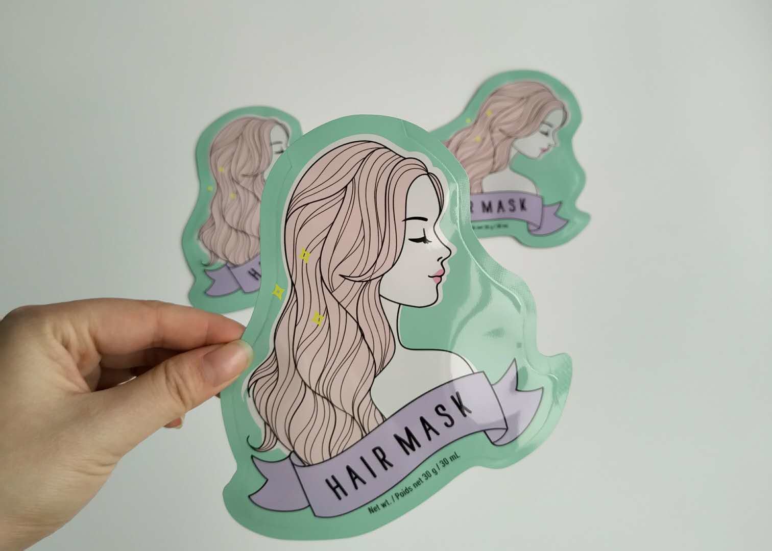 شكل خاص الألومنيوم احباط الجانب مجمعة بلاستيك حقائب مستحضرات التجميل ورقة قناع الوجه التعبئة والتغليف