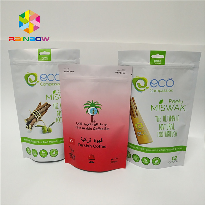 مغلفة احباط كيس سستة الوقوف الوقوف التعبئة والتغليف الحقيبة مخصص المطبوعة أكياس البلاستيك القهوة الحقائب البلاستيك الساخن بيع