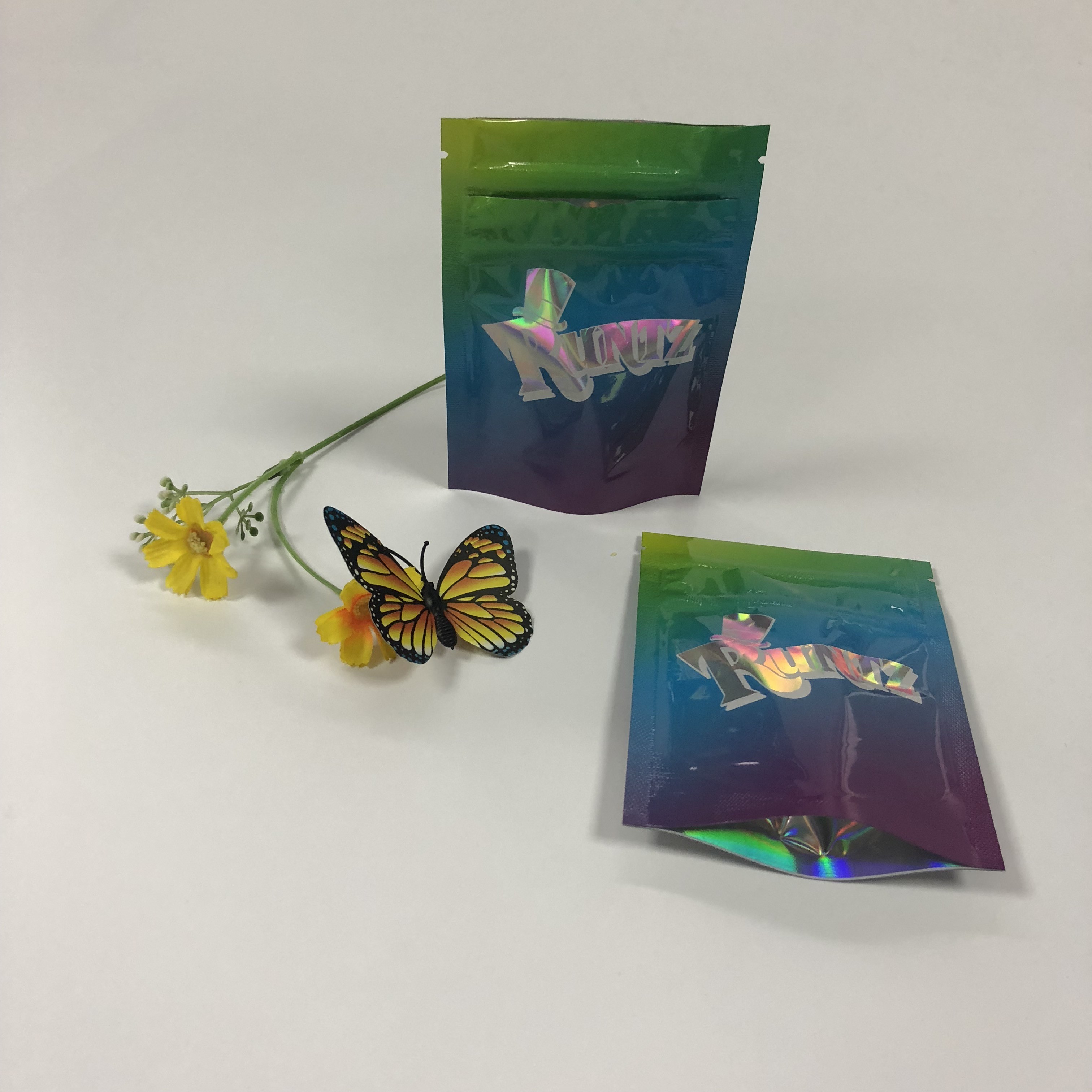 مزدوجة زيبر احباط الحقيبة التعبئة والتغليف مايلر Runtz حقائب بلاستيكية لتعبئة ملفات تعريف الارتباط