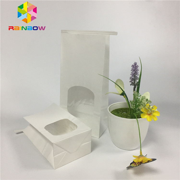 كيس من الشحوم والدليل على وجبة خفيفة التعبئة والتغليف ورقة بيضاء واضحة حقيبة نافذة واضحة مع القصدير التعادل