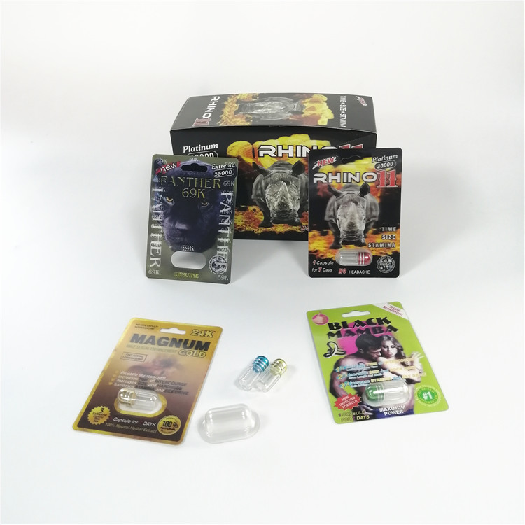 الكركدن 69 3D بطاقة نفطة التغليف ذكر تعزيز كبسولة البلاستيك إدراج صناديق بطاقة 3D