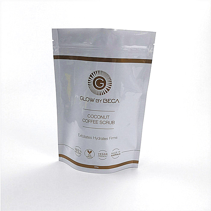 تغليف الحقائب البلاستيكية مايلر بيضاء لامعة الوقوف الحقيبة للتغليف القهوة