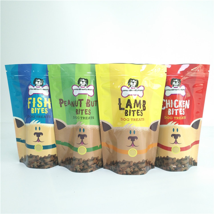 الكلب علاج التخزين أغذية الحيوانات الأليفة حقيبة مغلفة البلاستيك قابلة لإعادة الاستخدام فراغ الحقيبة