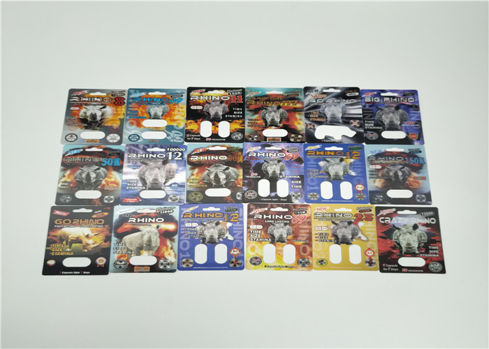 حريق Rhino50K 3d تأثير نفطة بطاقة التغليف الذكور تعزيز حبوب منع الحمل حزمة لكبسولة الجنس حبوب